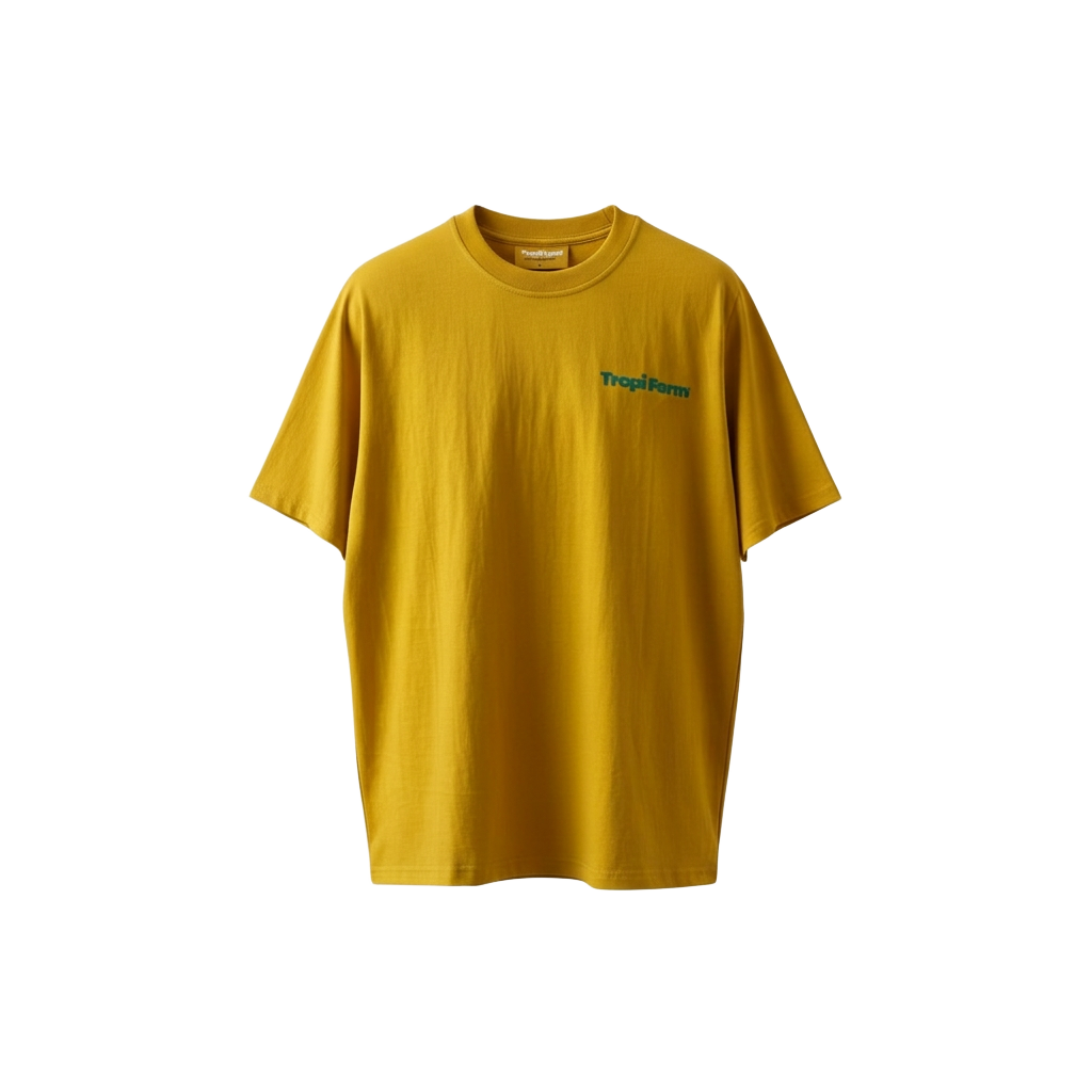 Tropi Farm Classic — Mustard / Teal print t-shirt